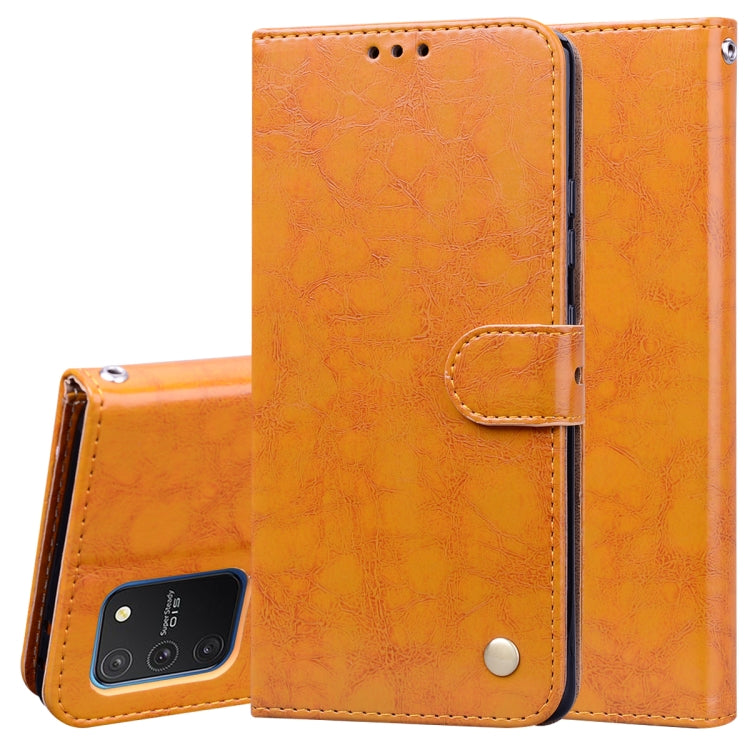 For Galaxy A91 / S10 Lite Business Style Oil Wax Texture Horizontal Flip Leather Case, with Holder & Card Slots & Wallet