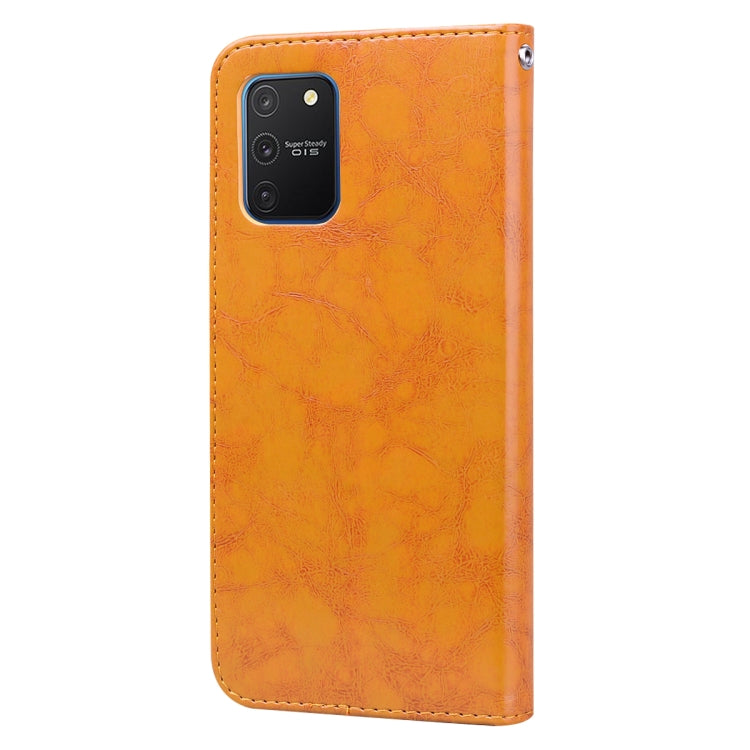 For Galaxy A91 / S10 Lite Business Style Oil Wax Texture Horizontal Flip Leather Case, with Holder & Card Slots & Wallet