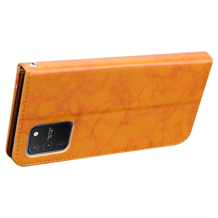 For Galaxy A91 / S10 Lite Business Style Oil Wax Texture Horizontal Flip Leather Case, with Holder & Card Slots & Wallet