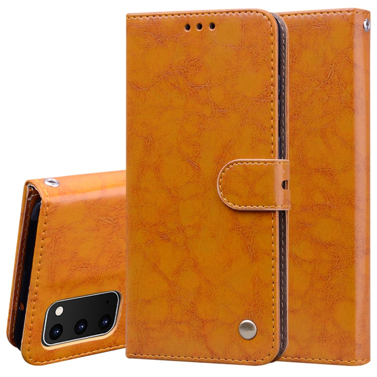 For Galaxy S20 Business Style Oil Wax Texture Horizontal Flip Leather Case, with Holder & Card Slots & Wallet