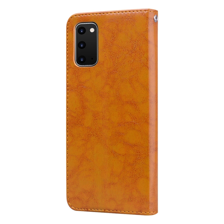 For Galaxy S20 Business Style Oil Wax Texture Horizontal Flip Leather Case, with Holder & Card Slots & Wallet