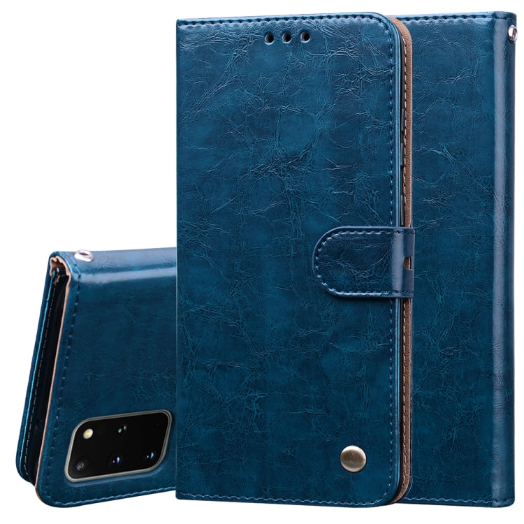 For Galaxy S20 Plus Business Style Oil Wax Texture Horizontal Flip Leather Case, with Holder & Card Slots & Wallet