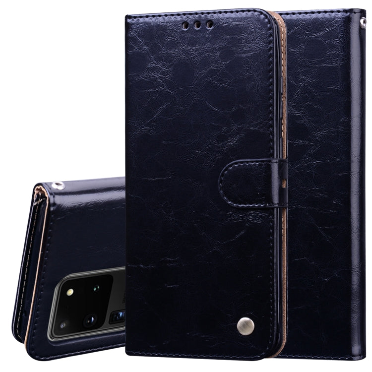 For Galaxy S20 Ultra Business Style Oil Wax Texture Horizontal Flip Leather Case, with Holder & Card Slots & Wallet