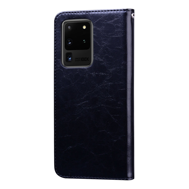 For Galaxy S20 Ultra Business Style Oil Wax Texture Horizontal Flip Leather Case, with Holder & Card Slots & Wallet