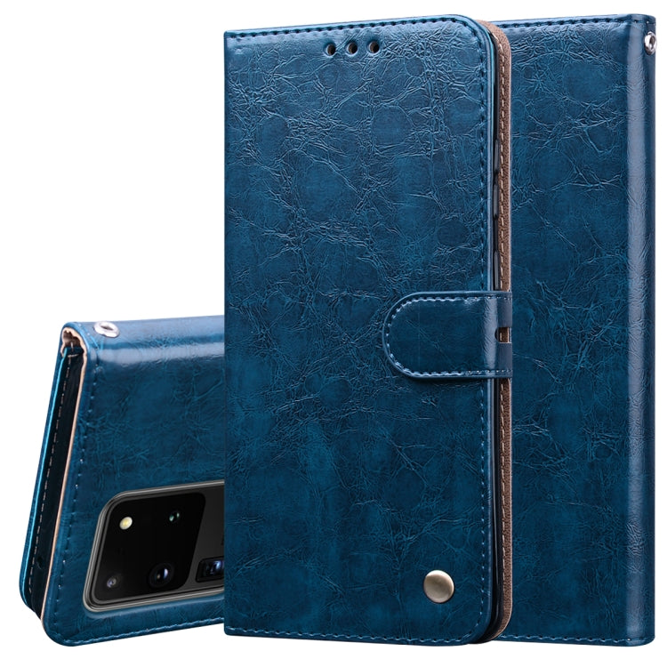 For Galaxy S20 Ultra Business Style Oil Wax Texture Horizontal Flip Leather Case, with Holder & Card Slots & Wallet