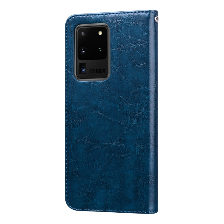 For Galaxy S20 Ultra Business Style Oil Wax Texture Horizontal Flip Leather Case, with Holder & Card Slots & Wallet