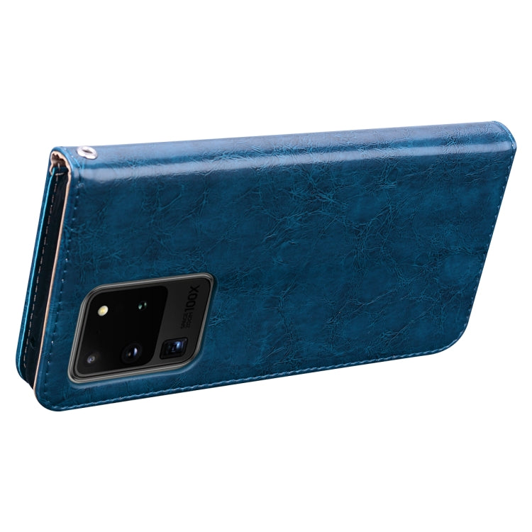 For Galaxy S20 Ultra Business Style Oil Wax Texture Horizontal Flip Leather Case, with Holder & Card Slots & Wallet