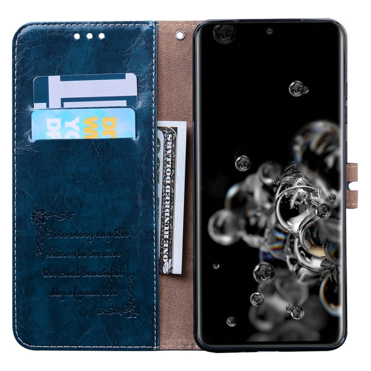 For Galaxy S20 Ultra Business Style Oil Wax Texture Horizontal Flip Leather Case, with Holder & Card Slots & Wallet