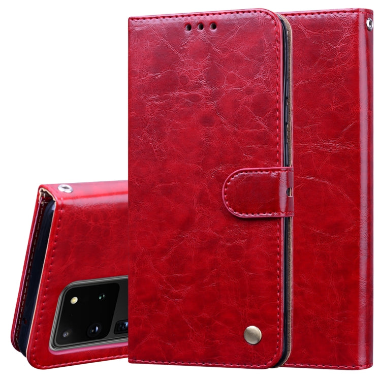 For Galaxy S20 Ultra Business Style Oil Wax Texture Horizontal Flip Leather Case, with Holder & Card Slots & Wallet