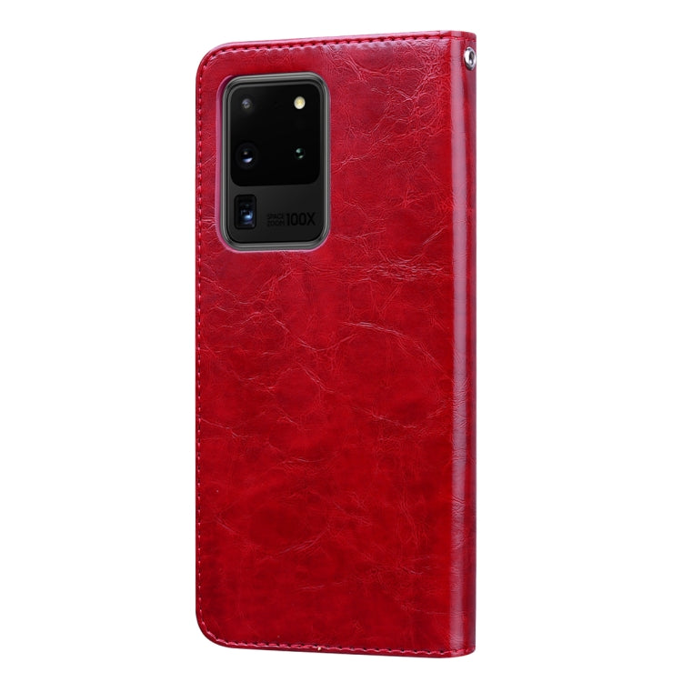 For Galaxy S20 Ultra Business Style Oil Wax Texture Horizontal Flip Leather Case, with Holder & Card Slots & Wallet