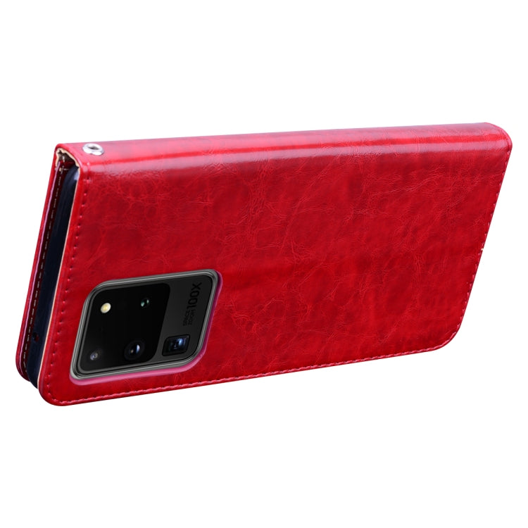 For Galaxy S20 Ultra Business Style Oil Wax Texture Horizontal Flip Leather Case, with Holder & Card Slots & Wallet