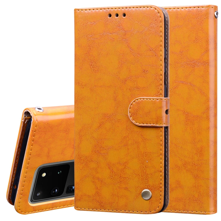 For Galaxy S20 Ultra Business Style Oil Wax Texture Horizontal Flip Leather Case, with Holder & Card Slots & Wallet