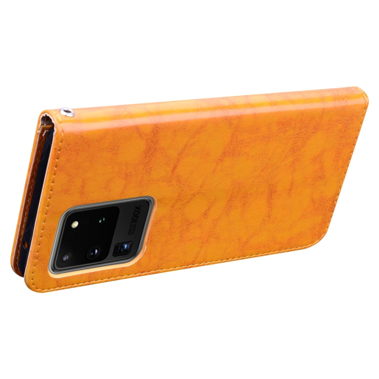 For Galaxy S20 Ultra Business Style Oil Wax Texture Horizontal Flip Leather Case, with Holder & Card Slots & Wallet