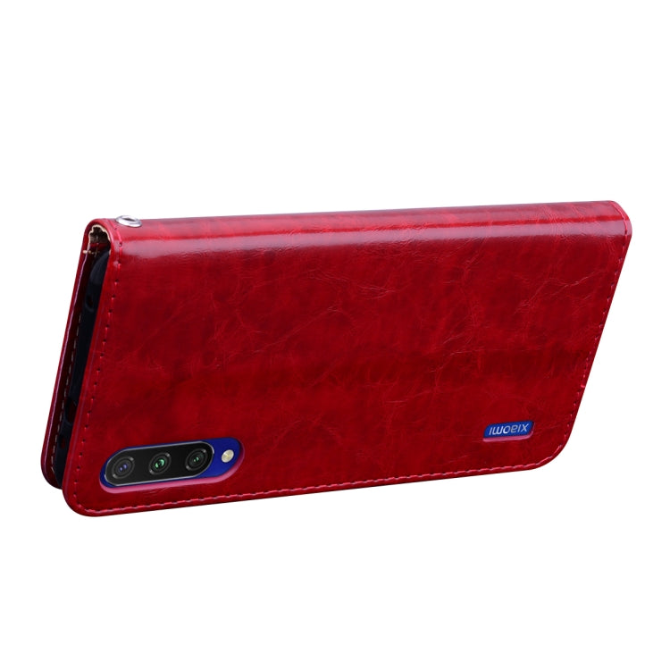 For Xiaomi Mi A3 Business Style Oil Wax Texture Horizontal Flip Leather Case, with Holder & Card Slots & Wallet