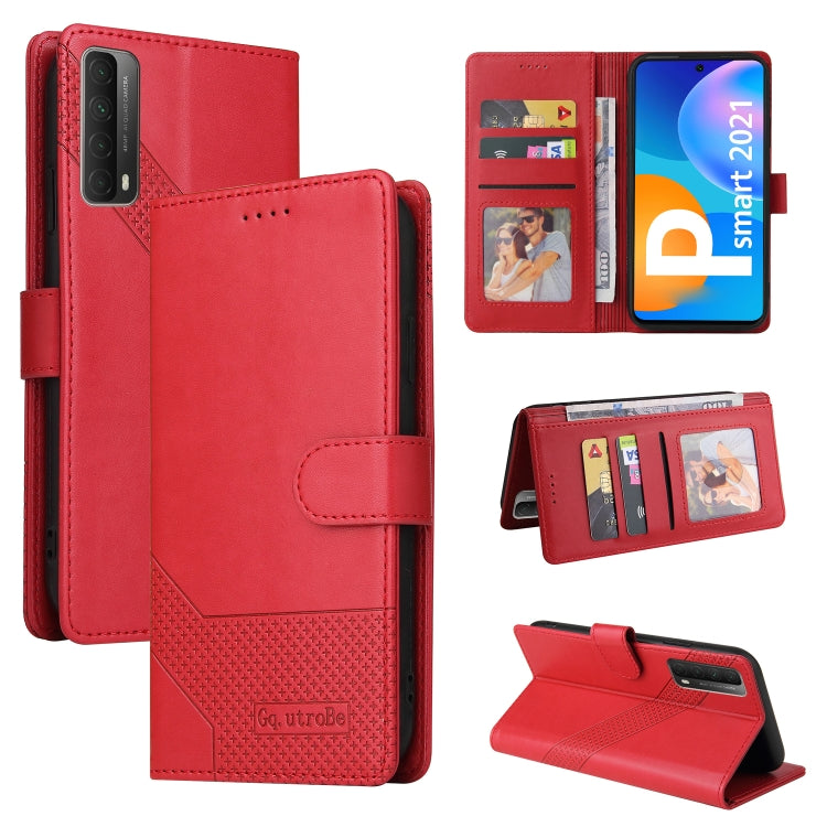 For Huawei P Smart 2021 GQUTROBE Skin Feel Magnetic Leather Phone Case