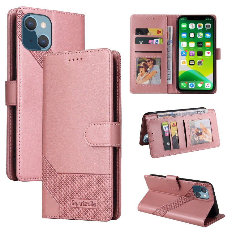 For iPhone 13 GQUTROBE Skin Feel Magnetic Leather Phone Case