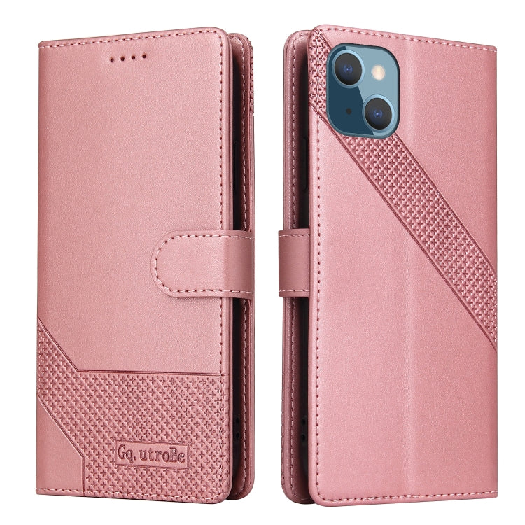 For iPhone 13 GQUTROBE Skin Feel Magnetic Leather Phone Case