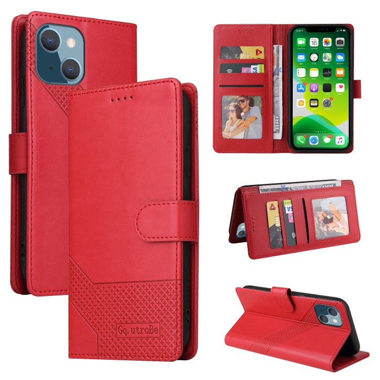 For iPhone 13 GQUTROBE Skin Feel Magnetic Leather Phone Case