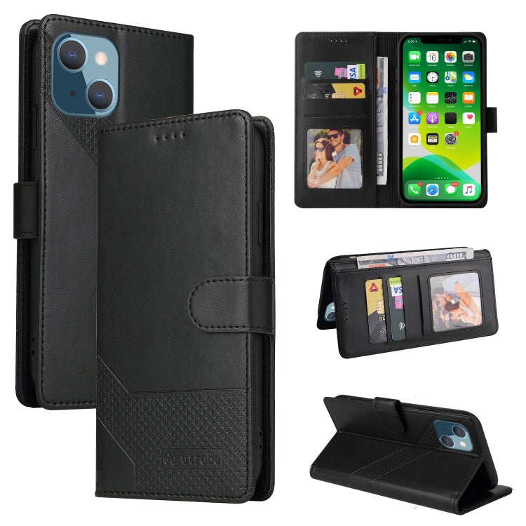 For iPhone 13 GQUTROBE Skin Feel Magnetic Leather Phone Case