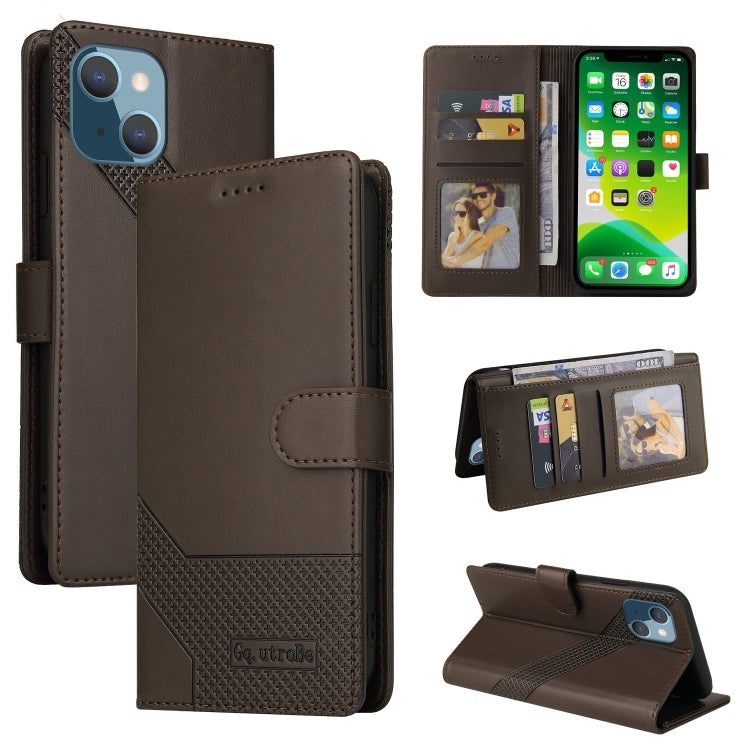 For iPhone 13 GQUTROBE Skin Feel Magnetic Leather Phone Case