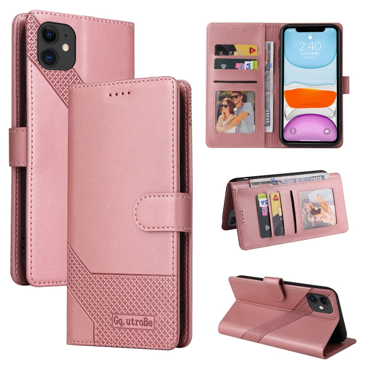 For iPhone 11 GQUTROBE Skin Feel Magnetic Leather Phone Case
