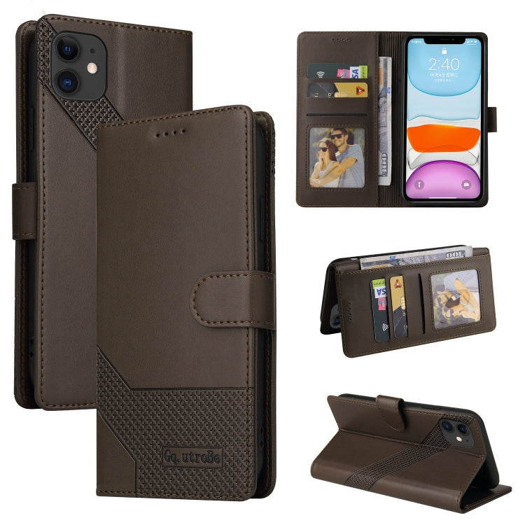 For iPhone 11 GQUTROBE Skin Feel Magnetic Leather Phone Case