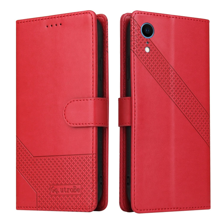 For iPhone XR GQUTROBE Skin Feel Magnetic Leather Phone Case