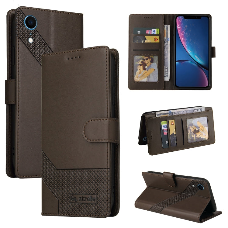 For iPhone XR GQUTROBE Skin Feel Magnetic Leather Phone Case