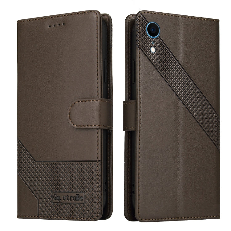 For iPhone XR GQUTROBE Skin Feel Magnetic Leather Phone Case