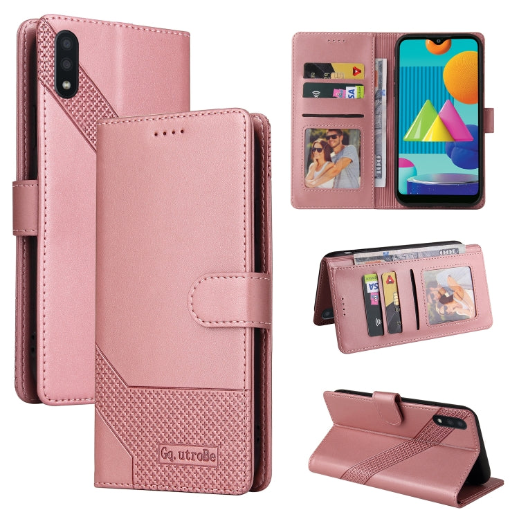 For Samsung Galaxy A02 GQUTROBE Skin Feel Magnetic Leather Phone Case