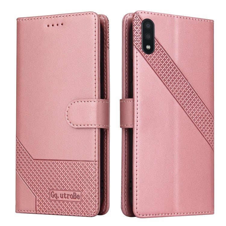 For Samsung Galaxy A02 GQUTROBE Skin Feel Magnetic Leather Phone Case