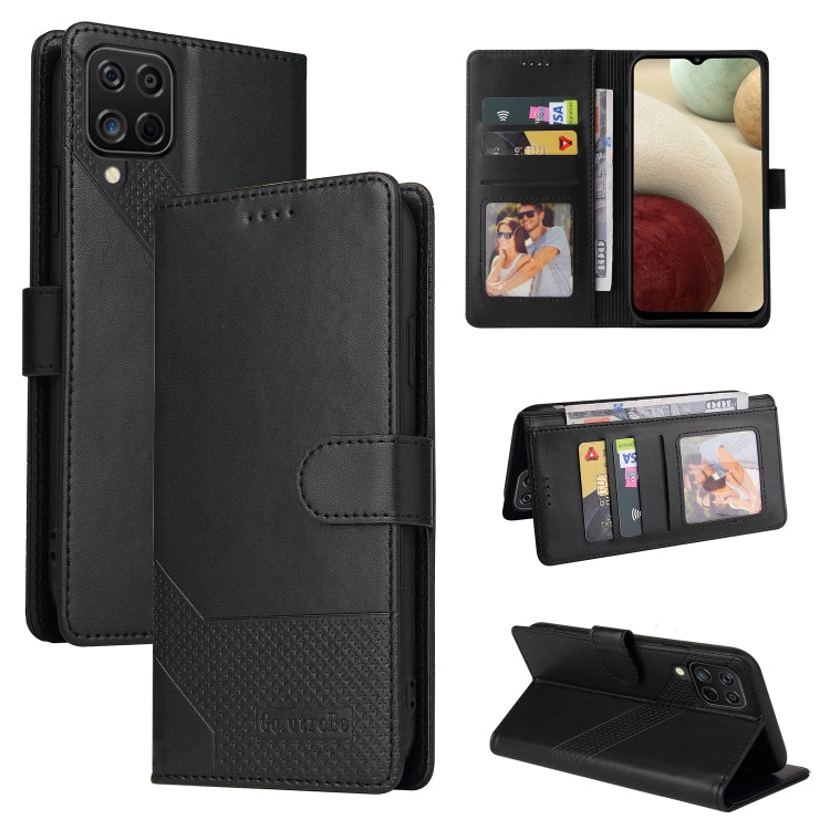 For Samsung Galaxy A12 GQUTROBE Skin Feel Magnetic Leather Phone Case