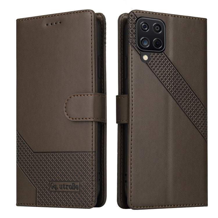 For Samsung Galaxy A12 GQUTROBE Skin Feel Magnetic Leather Phone Case