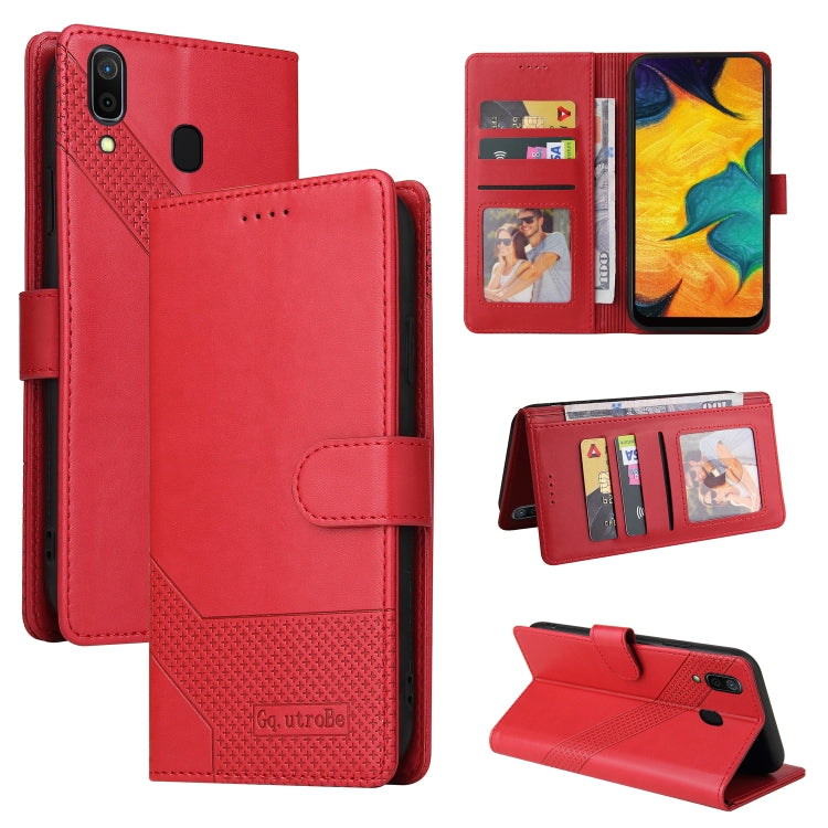 For Samsung Galaxy A20 / A30 GQUTROBE Skin Feel Magnetic Leather Phone Case