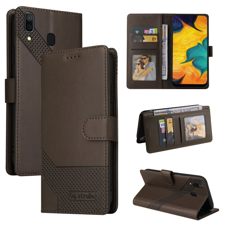 For Samsung Galaxy A20 / A30 GQUTROBE Skin Feel Magnetic Leather Phone Case