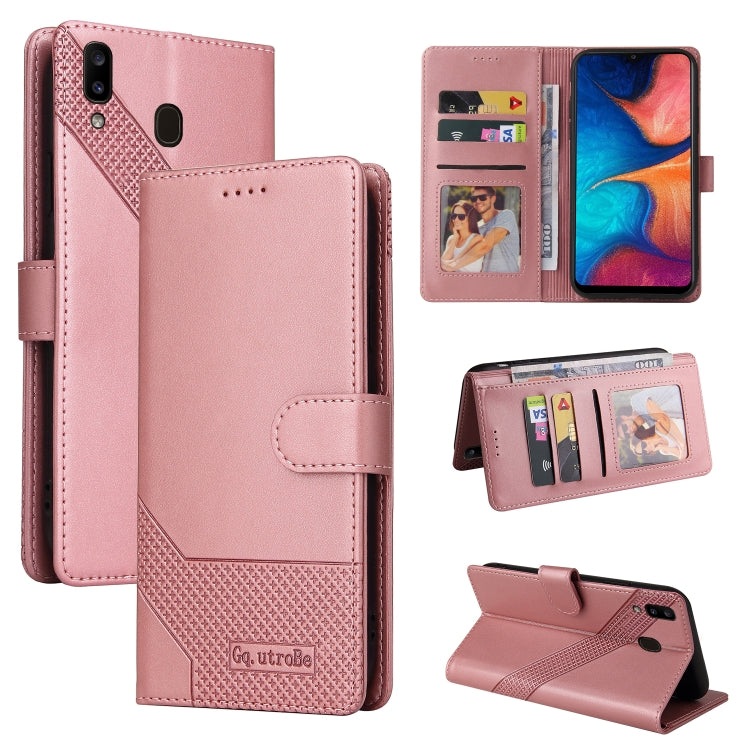 For Samsung Galaxy A20e GQUTROBE Skin Feel Magnetic Leather Phone Case