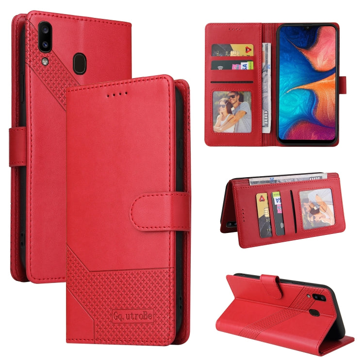For Samsung Galaxy A20e GQUTROBE Skin Feel Magnetic Leather Phone Case