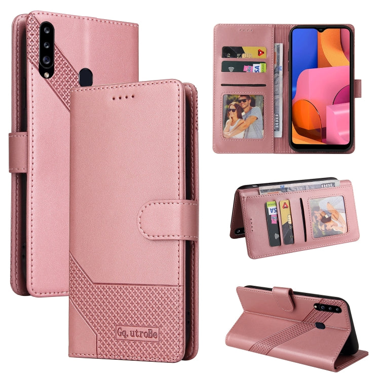 For Samsung Galaxy A20s GQUTROBE Skin Feel Magnetic Leather Phone Case
