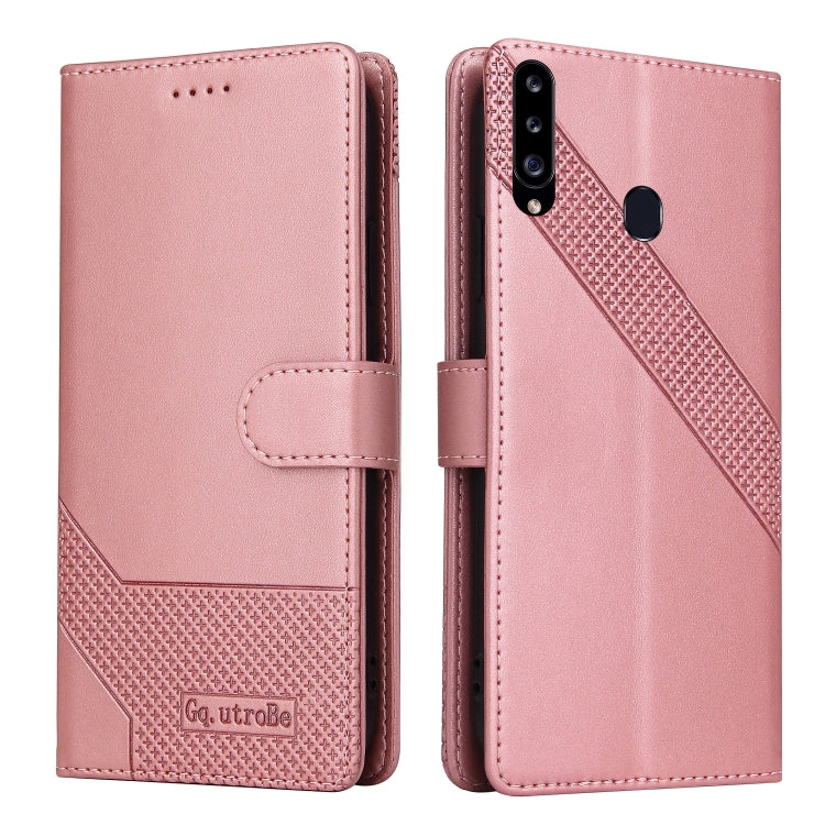 For Samsung Galaxy A20s GQUTROBE Skin Feel Magnetic Leather Phone Case