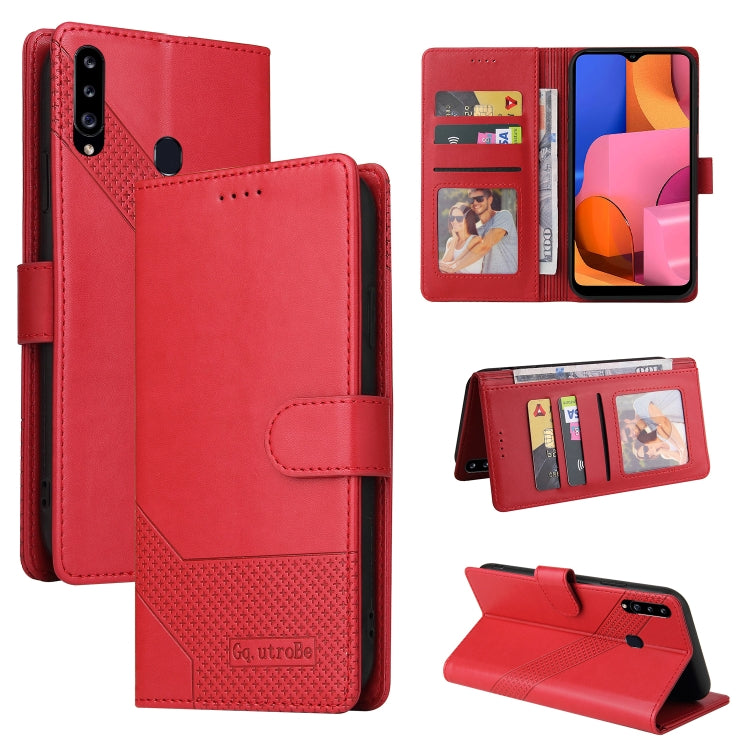 For Samsung Galaxy A20s GQUTROBE Skin Feel Magnetic Leather Phone Case