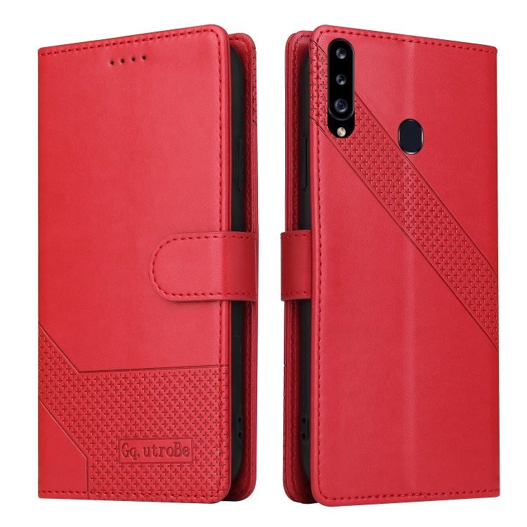 For Samsung Galaxy A20s GQUTROBE Skin Feel Magnetic Leather Phone Case