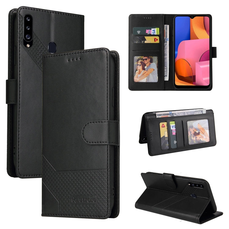 For Samsung Galaxy A20s GQUTROBE Skin Feel Magnetic Leather Phone Case