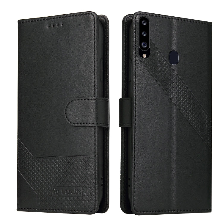 For Samsung Galaxy A20s GQUTROBE Skin Feel Magnetic Leather Phone Case