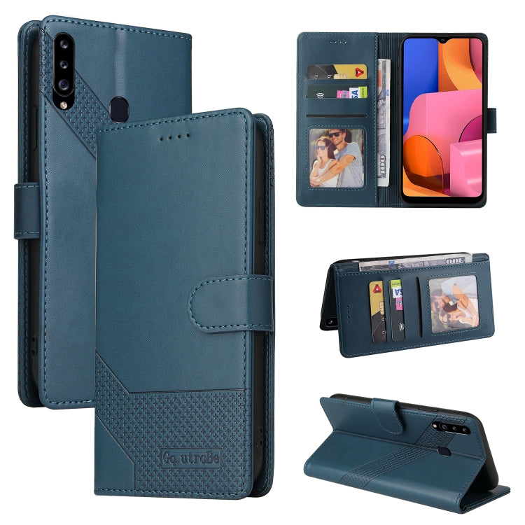 For Samsung Galaxy A20s GQUTROBE Skin Feel Magnetic Leather Phone Case