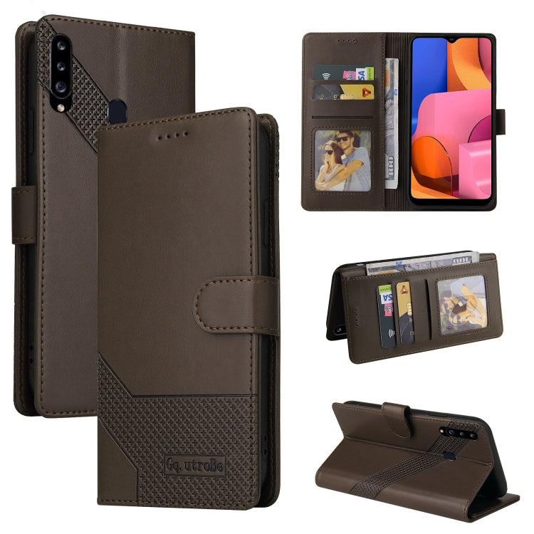 For Samsung Galaxy A20s GQUTROBE Skin Feel Magnetic Leather Phone Case