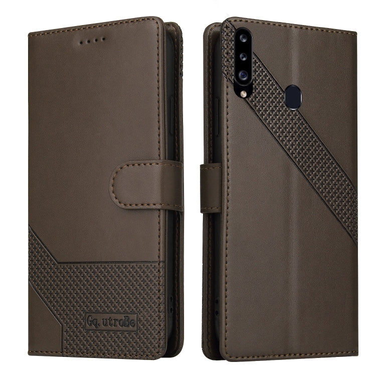 For Samsung Galaxy A20s GQUTROBE Skin Feel Magnetic Leather Phone Case