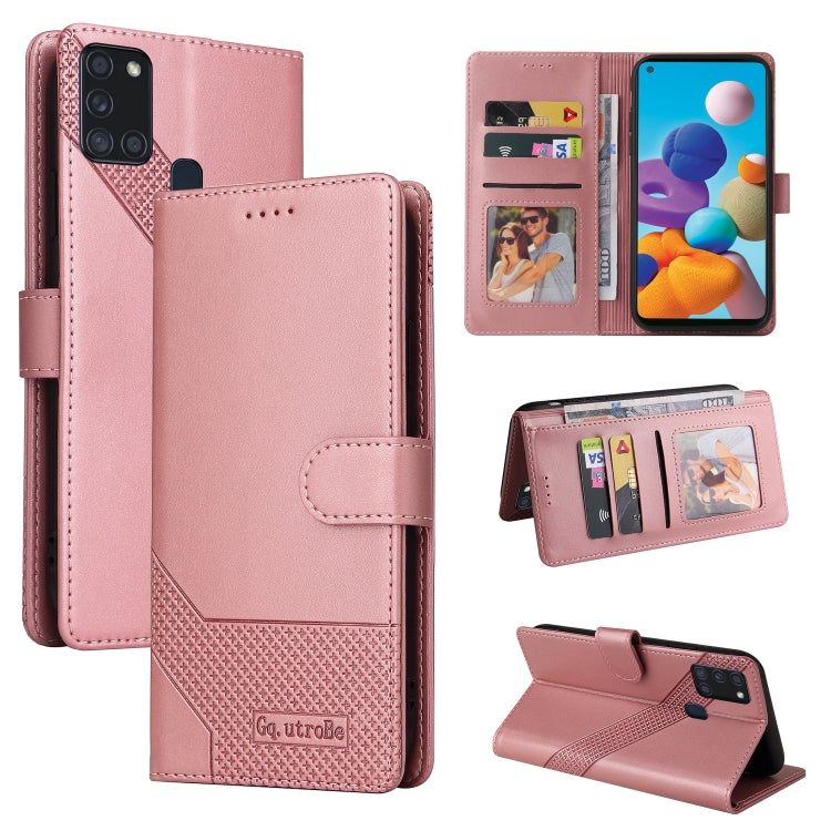 For Samsung Galaxy A21s GQUTROBE Skin Feel Magnetic Leather Phone Case