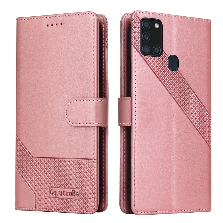 For Samsung Galaxy A21s GQUTROBE Skin Feel Magnetic Leather Phone Case