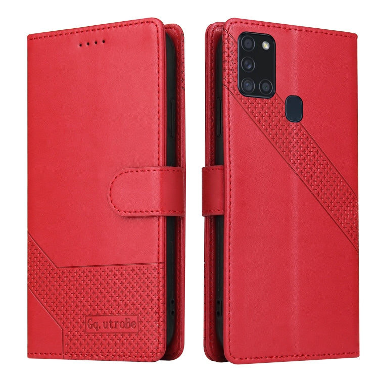 For Samsung Galaxy A21s GQUTROBE Skin Feel Magnetic Leather Phone Case