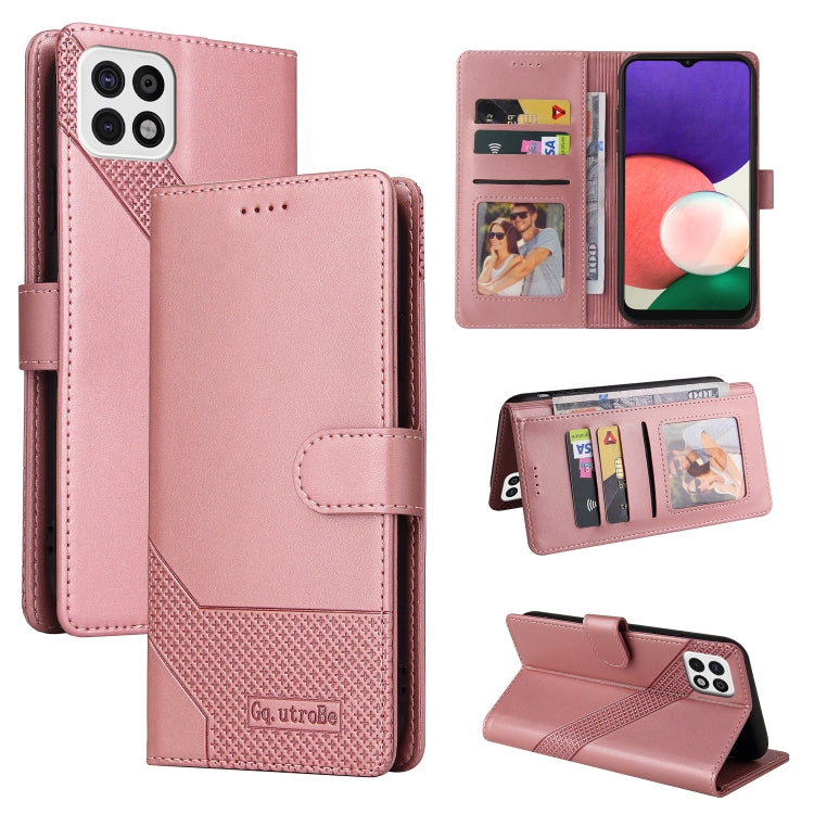 For Samsung Galaxy A22 5G GQUTROBE Skin Feel Magnetic Leather Phone Case